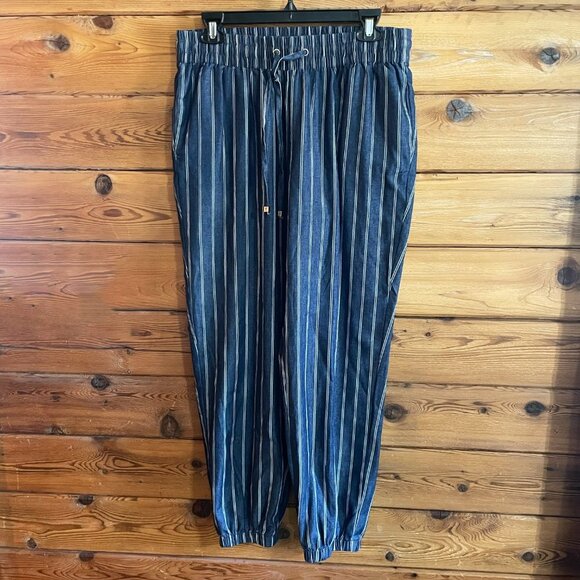 Robert Louis chambray striped jogger Pants Medium - Picture 1 of 10